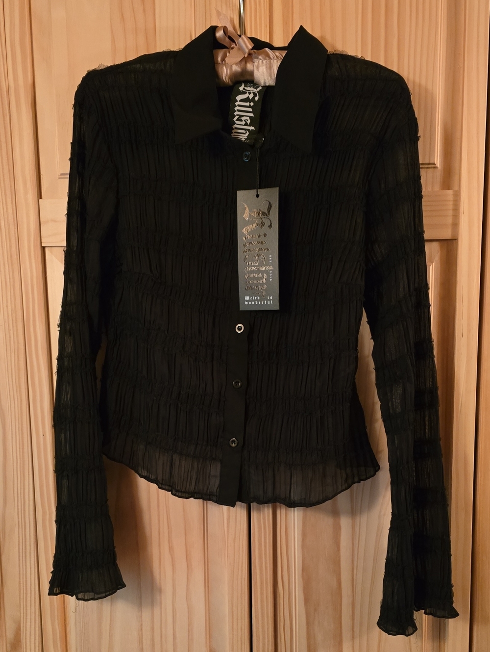 Killstar Black Sheer Textured Button Down Shirt